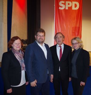 Johannes Foitzik, Gertrud Heßlinger mit N. Kohnen und F. Schindler-110 Jahre SPD Oberpfalz, beim Festakt in Lappersdorf